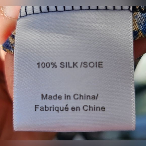 Tory Burch 100% Silk Dress w/Slip Sash Blue Size L - Picture 10 of 10